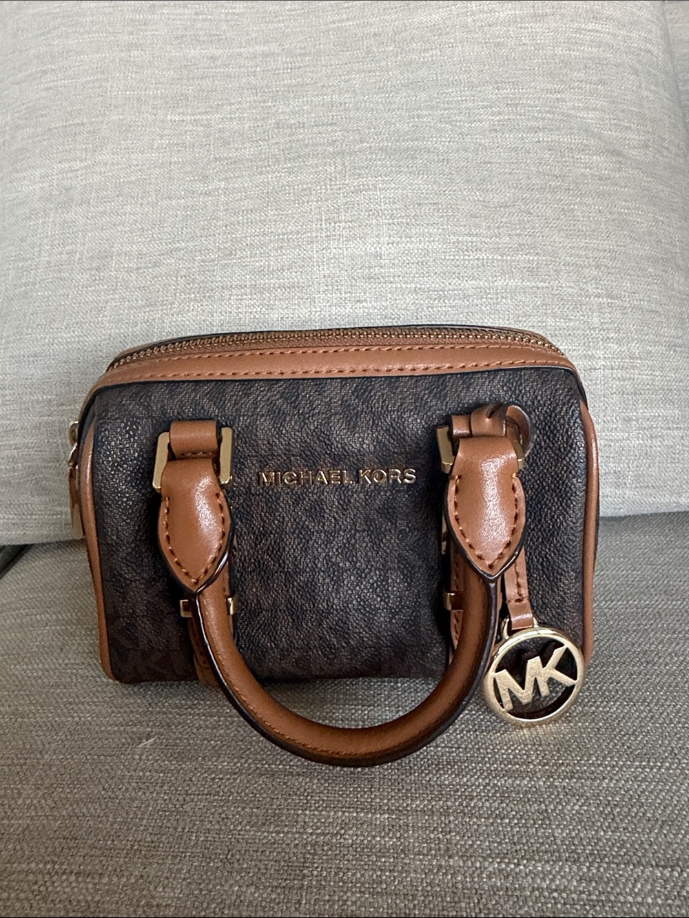 Michael Kors Brown & Tan Logo Mini Satchel